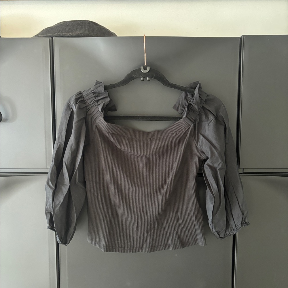 Who What Wear Black Ruffled Blouse